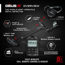 Load image into Gallery viewer, XP Deus II Metal Detector 13x11 FMF Search Coil with MI-6 pinpointer &amp; WSAII Headphones Bundle
