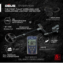 Load image into Gallery viewer, XP Deus 9&quot; X35 Search Coil Metal Detector with WSAUDIO Headphones &amp; MI-6 Pinpointer
